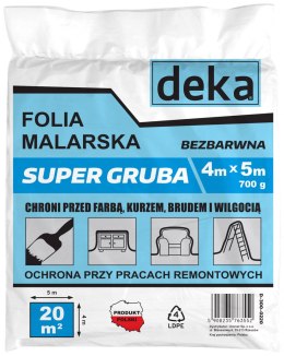 FOLIA MALARSKA SUPER GRUBA BEZBARWNA 4*5M 700G DEKA